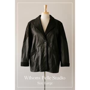 Vintage Wilsons Pelle Studio Thinsulate Black Leather & Suede Jacket Trench L